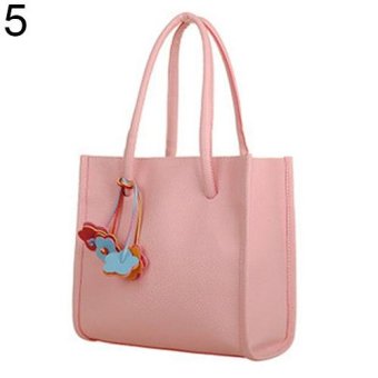 Broadfashion Women's Sweet Candy Colors Flowers Faux Leather Zipper Shoulder Bag Handbag (Hot Pink) - intl