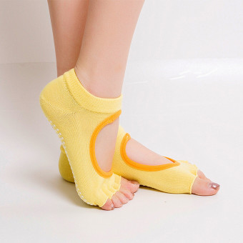 4ever 3 pairs/set Women Yoga 5 Toe No-Slip Cotton Socks Half Toe Ankle Grip Five Finger (Yellow) - Intl