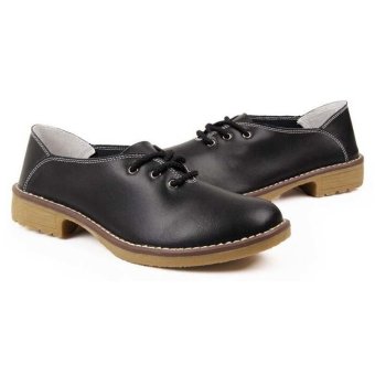 Women Casual Shoes genuine leather Shoes Casual Single Shoes(black) 