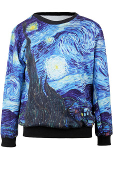 Jiayiqi Paint Sky Pattern Digital Print Lovers Sweatshirts (Blue) - intl