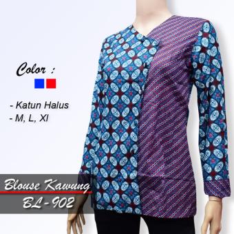 Batik Kota BL902 Blouse Batik Nona Motif Kawung Mini Biru