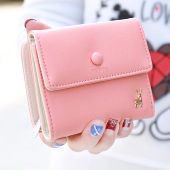2017 New Multi-function Short Paragraph Folded PU Leather Wallet Multi-card Female Purse Personalized Fashion Design Wallet - intl