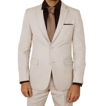 Satu stel jas pria (jas+celana) bahan wol asli berkualitas-Putih