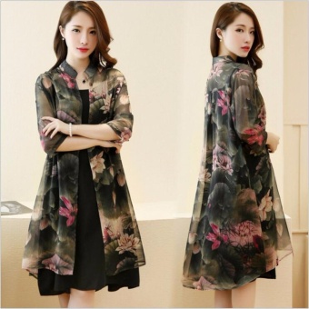 COCOEPPS Vintage Floral Printed Women Dress 2017 Summer 2 pieces Dresses Suits Korean Style Vestidos - intl