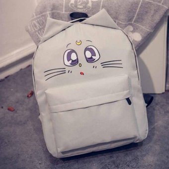 Girl Boy Canvas School Bag Travel Backpack Satchel Cartoon Shoulder Rucksack Gray - intl