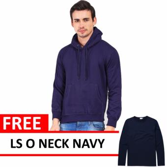 Jacket Oblong Pullover Hoodie Navy Free LS O Neck Navy