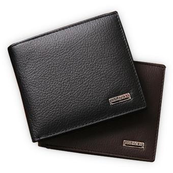 100% Genuine Leather Mens Wallet Premium Product Real Cowhide Wallets for Man Short Black Walet Portefeuille Homme(Black) - intl