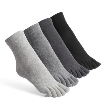 Habiter Toe Socks Cotton Running Five Finger Crew Socks for Men Women Set of 4(Multicoloured)