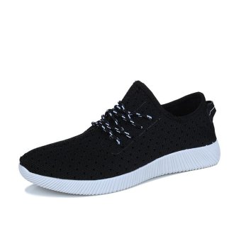 2017 Summer Breathable Mesh Shoes Mens Casual Shoes Mesh Slip On Brand Fashion Summer Shoes Man Soft Comfortable Fashion Sneakers(black) - intl