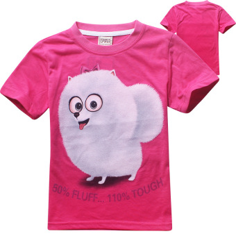 'The Secret Life of Pets 4-12 Years Old Girls'' Cartoon Cotton T-shirt Tops (Color:Red) - intl'
