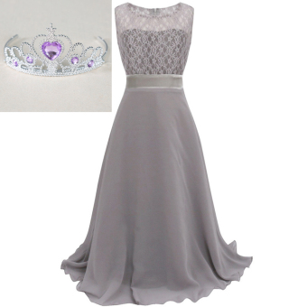 Lace Flower Girl Dress Children Wedding Dresses Kids Formal Pageant Evening Gown -Grey