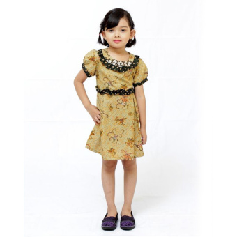 Oktovina-HouseOfBatik Dress Anak Batik - Kids Batik KBKC-8 - Hijau Cokelat