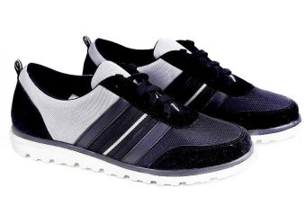 Garucci GUS 7197 Sepatu Casual Sneaker/ Kets Wanita - Synthetic - Gaya (Hitam-Abu)