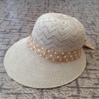 GEMVIE New Fashion Women Summer Beach Hat Ladies Anti-UV Visors Wide Big Brim Hat (Khaki) - intl