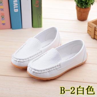 Fashion Boys and Girls Leisure Shoes Beanie Shoes Lovely Solid Princess Soft Bottom Shoes White - intl