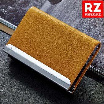 RZ Business Name Card Holder Luxury PU Leather & Stainless Steel Multi Card Case,Business Name Card Holder Wallet Credit card ID Case / Holder For Men & Women(Yellow). - intl