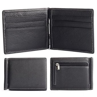 Broadfashion Men's Black Faux Leather Bifold Wallet Credit/ID Card Holder Slim Coin Purse - intl