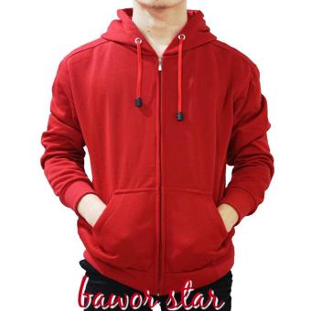 B_R Fashion Jaket Sweater Polos Hoodie Zipper merah