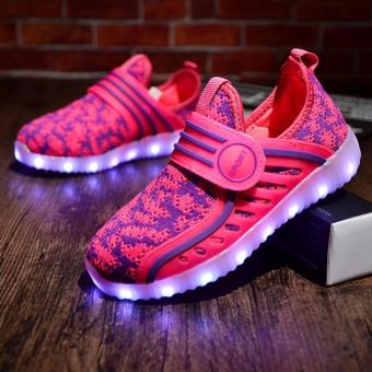 LED Shoes Light Up Children Kids Boys Girls Sports Trainers Luminous Sneakers Pink - intl