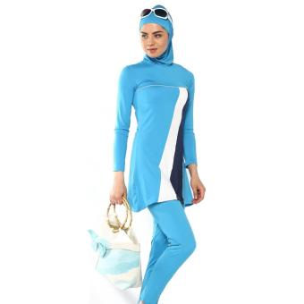 Muslim swimsuits women conservative swimwear Islamic Arab Middle East beach fashion swimwear - Sky blue - intl