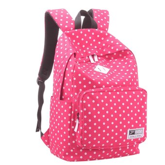 360DSC Large Capacity Canvas Multipurpose Polka Dot Backpack Rucksack School Travel Casual Bag - Strawberry- INTL