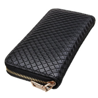 Wanita dompet wanita kulit kopling pada panjang dudukan handphone dompet tas wanita Hot hitam - Internasional