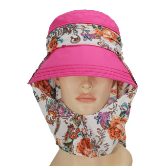 360° Protection Wide Brim Outdoor UPF 50+ Sun Hat Baseball Flap Cap (Rose/colorful) - intl