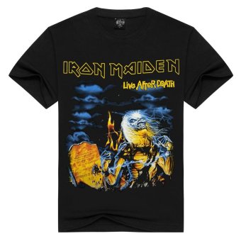 2017 new men's T-shirt man 3 d printing round collar short sleeve T-shirt Iron Maiden personality cotton - intl