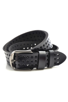 Brilliance Co Hollow Leather Belt - Black