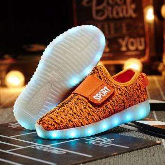 Summer LED Light Up Child Kids Boys Girls Toddlers Knitted Trainers Luminous shoes Red - intl