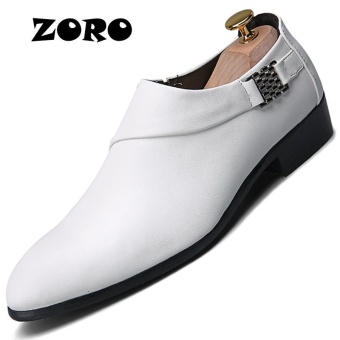ZORO 2017 Men Dress Shoes Pointed Toe Business Classic Gentleman Leather Shoes (White) - intl