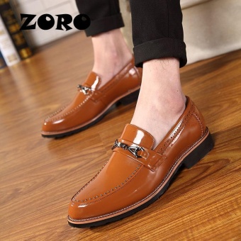 ZORO Mens Luxury Formal Dress Shoes Genuine Cow Leather Crocodile Skin Style Fashion Loafers (Brown) - intl