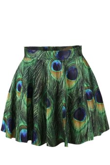 Jiayiqi Malachite Green Fashion Digital Printing Skirt (Green)