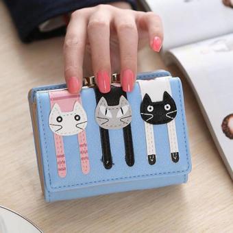 Small lock cartoon cat wallet brand designed women wallet fashiongirl coin purse lady brand card holders - intl