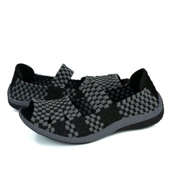 Hand woven shoes Hollow Breathable Fish mouth shoes,Black - intl