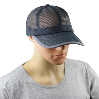 Mens Women Summer Sport Long Peak Caps Baseball Golf Caps Fast Dry Sun UV Protection Mesh Breathable Sun Hats Trucker Caps Adjustable Large Size 56-60cm, Deep Grey - intl