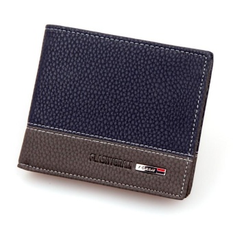 Cuzdan Male Luxury Small Portfolio Designer Famous Brand Short Leather Men Wallet Purse Carteras Walet Bag Money Vallet Pocket (Blue) - intl