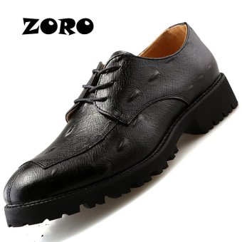 ZORO Classic Italy Style Genuine Leather Lace Up Men Formal Oxford Dress Suit Shoes Rubber Sole (Black) - intl