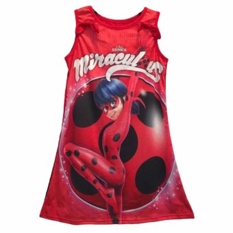 Hequ Hot Selling ladybug girl bow dress miraculous Ladybug Red - intl