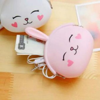 EL Silicone Coin Pouch Dompet Koin Lucu jelly silicone Dompet Silicone Tas Koin Uang Receh Dompet Karet Dompet Uang Receh Dompet Murah Super Best Seller - Kelinci Pink