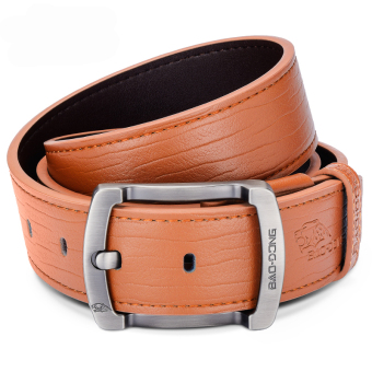 Men's fashion leather belt Youth all-match cowhide belt business casual belt 125CM-Khaki - intl