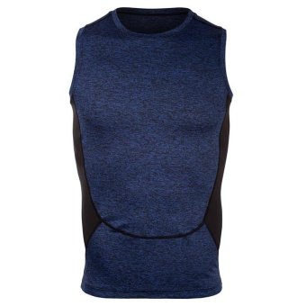 Jiayiqi Men Gym Sports Sleeveless Tank Tops Running Vest Singlets Dark Blue - intl