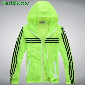Anti UV Sun Protection Ultraviolet Thin Men Women Unisex Outdoor Zipper Hooded Jacket(Green) - intl