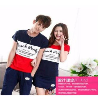 couple store cs - Kaos pasangan/T-shirt couple-BEACH PARTY-red navy