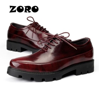 ZORO Polyurethane Bottom Fashion Leather Men's Dress Shoes Business Brand Leather Men Shoes (Red) - intl