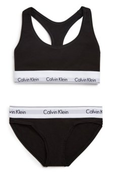 Calvin Klein Modern Cotton Bralette & Brief Gift Set - Pakaian Dalam Set Wanita - Hitam