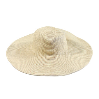 Summer Women's Foldable Wide Large Brim Beach Sun Hat Straw Beach Cap For Ladies Elegant Hats Girls Vacation Tour Hat(Beige) - Intl