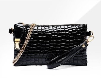 ECOSUSI Tote Bag Crocodile Women Messenger Bags Gorgeous Women Clutch Luxury Ladies Purse PU Leather Handbag Chain Women Bag Wallet (Black) - intl