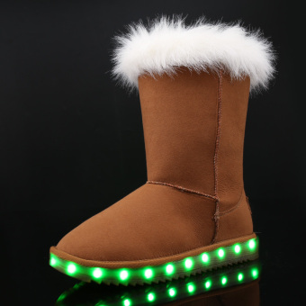Cyou Women Fashion LED Snow Boots Winter Warm Anti-skip Boots (Brown) - intl