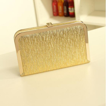 WOMENS CLUTCH BAG GLITTER SPARKLY SATIN SILVER WHITE BRIDAL PROM PARTY PURSE(Gold) - intl